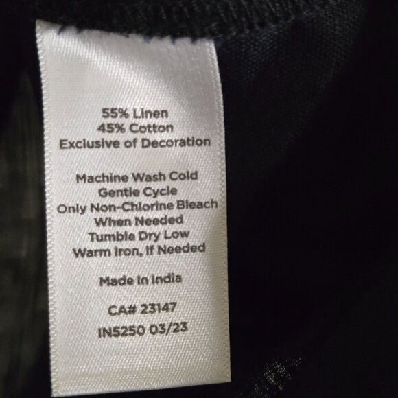 Talbots Embroidered Linen Cotton Tunic Black 3/4 Sleeve Size L - Picture 8 of 8